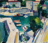 Aurél Emőd: untitled (known as “Boats in a Harbour” and “Boats Tied to the Quai”)