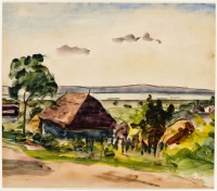 István Farkas: untitled (view of a house with the Danube), (known as “Hut on the Riverbank”)