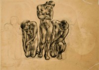 Erzsébet Korb: untitled (group nude study),(Verso of nude with vase)