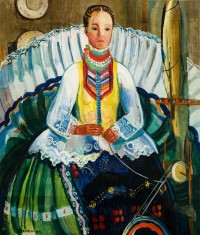 Eszter Mattioni: untitled (peasant girl at the spinning wheel)