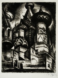 Béla Uitz: untitled (Vasilii Blazhenii Cathedral), (from the Moskau album of 5 sheets?)