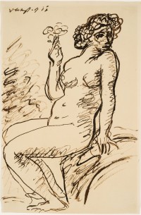 János Vaszary: untitled (sitting nude with cigarette)