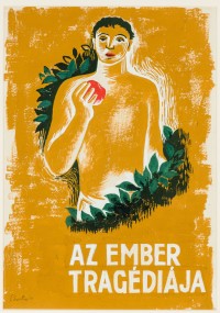 Sándor Bortnyik: Az Ember Tragediaja, (man with apple, gold with green leaves